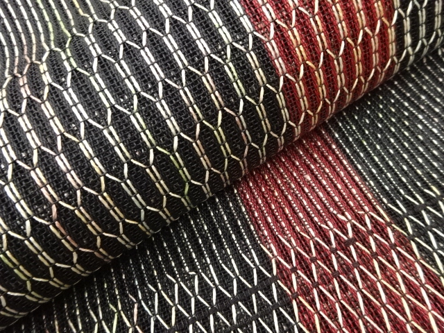  紗 変わり織幾何学模様名古屋帯